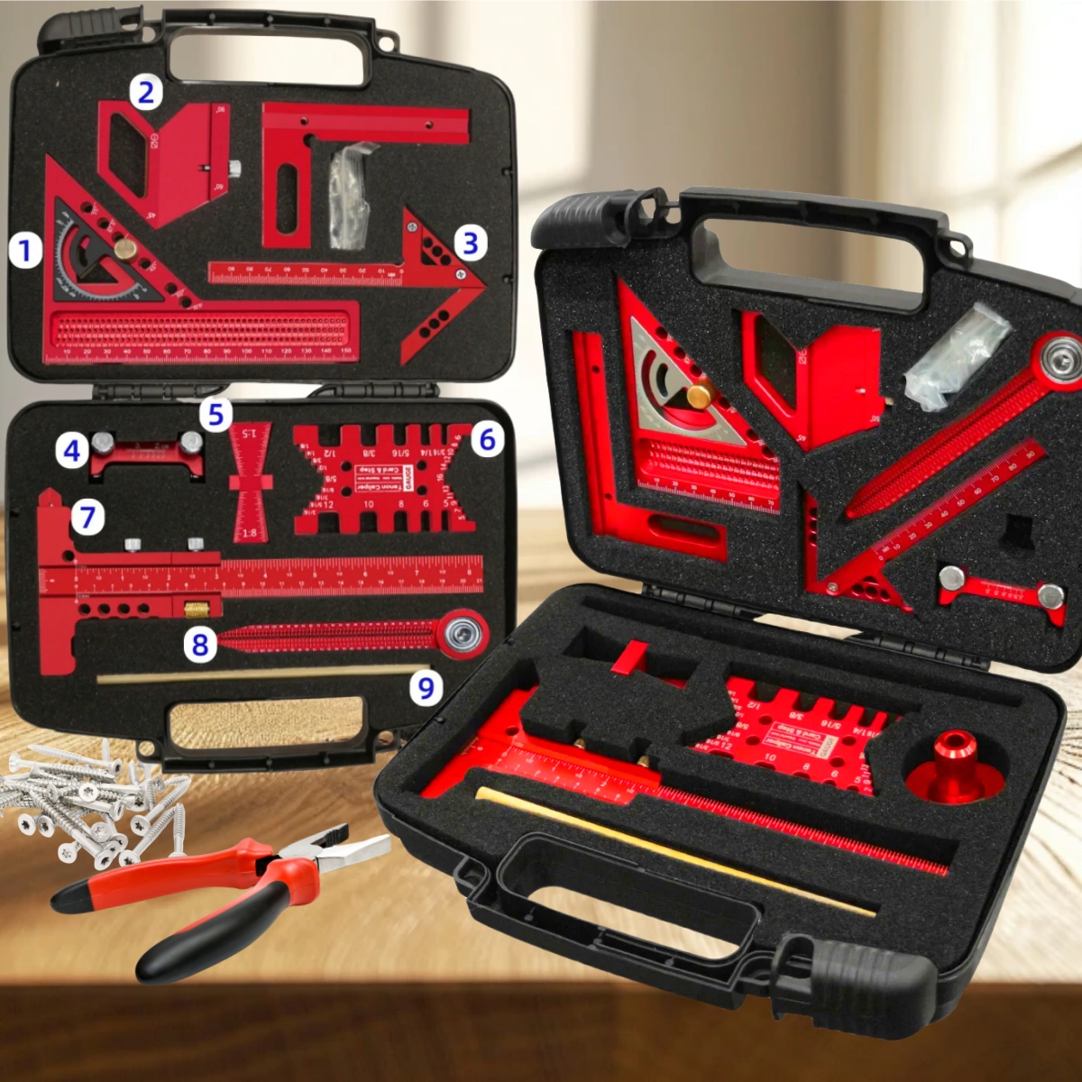 Woodworking Plans Free - 9pcs/10pcs Woodworking Measuring Tool Set with