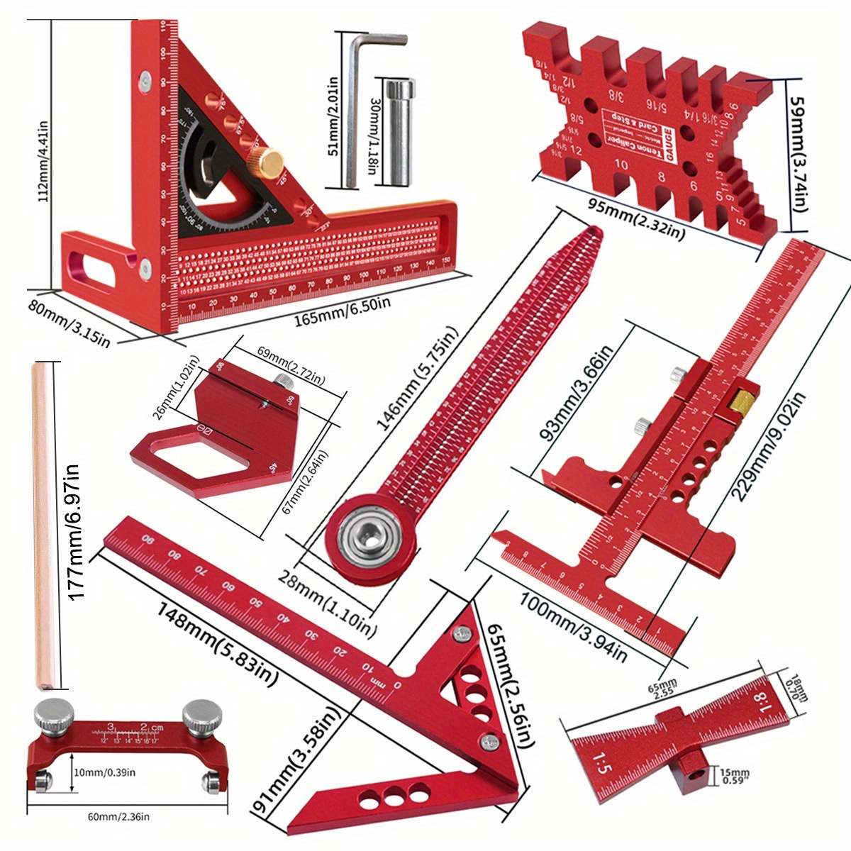 10-Piece Carpentry Measuring T - Woodworking Plans Free recension och pris